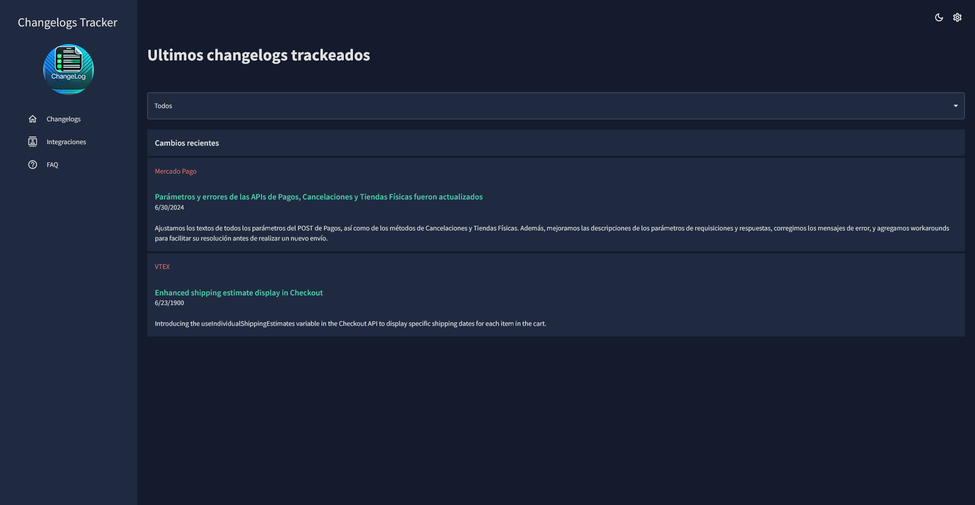 Changelogs Tracker