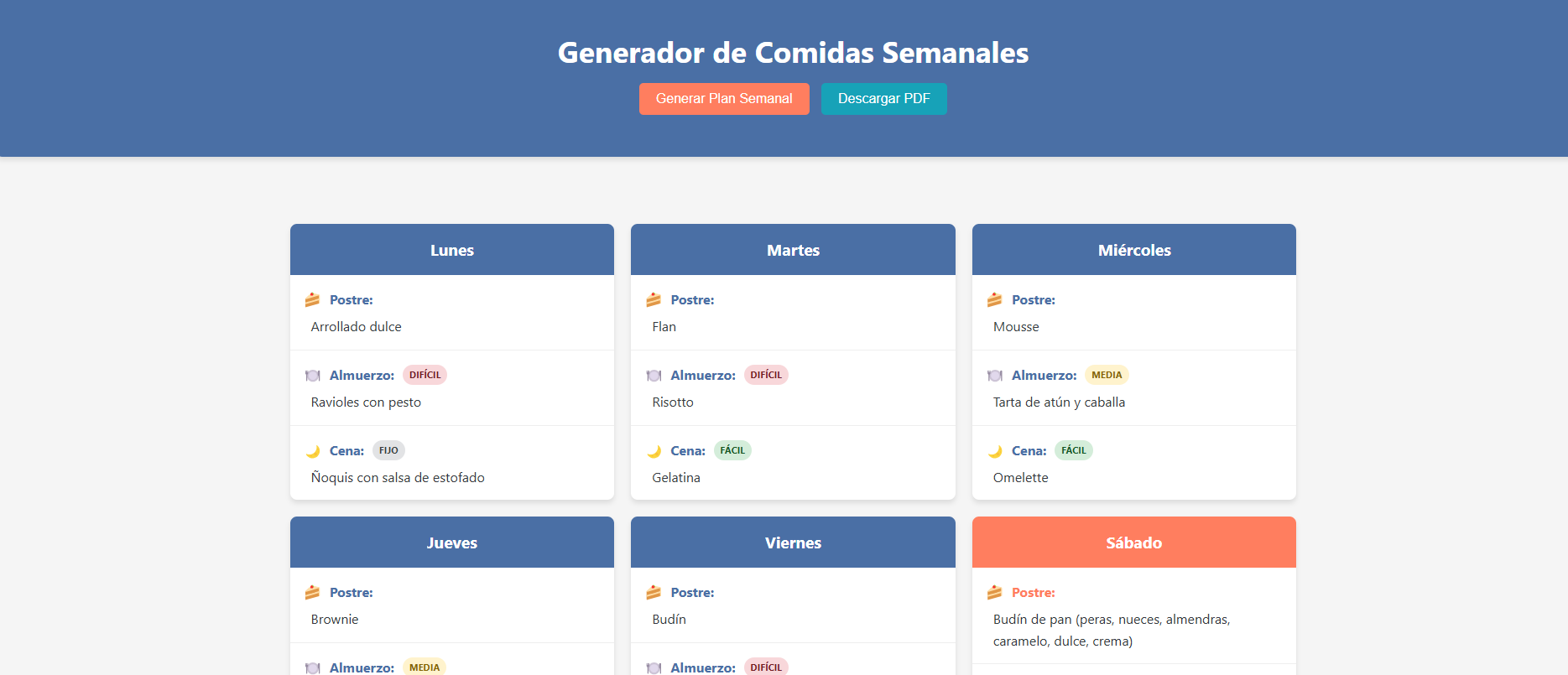 Menu semanal
