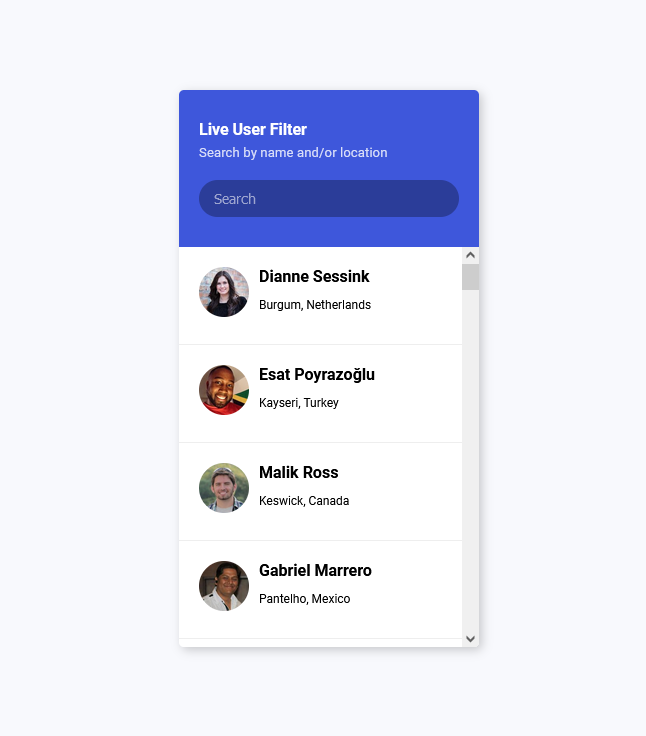 Live User Filter