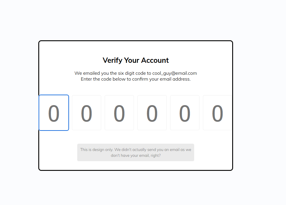 Verify Account UI
